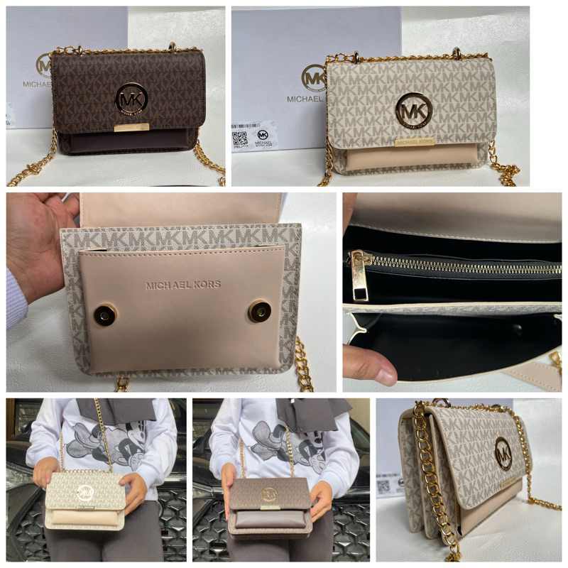 TAS SELEMPANG WANITA EMKA 3 RUANG PLAT COIN TALI RANTAI FULL EMBOS FREE BOX