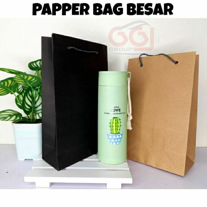 S ( S049 ) PAPER BAG SOUVENIR POLOS WARNA HITAM DAN COKLAT