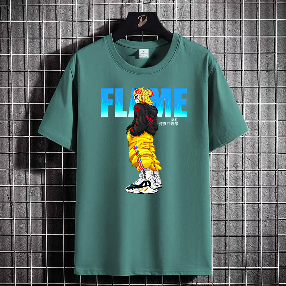 Kaos Tshirt Pria Baju KYOJURO RENGOKU Distro Basic Lengan Pendek Cowok Kasual DTF