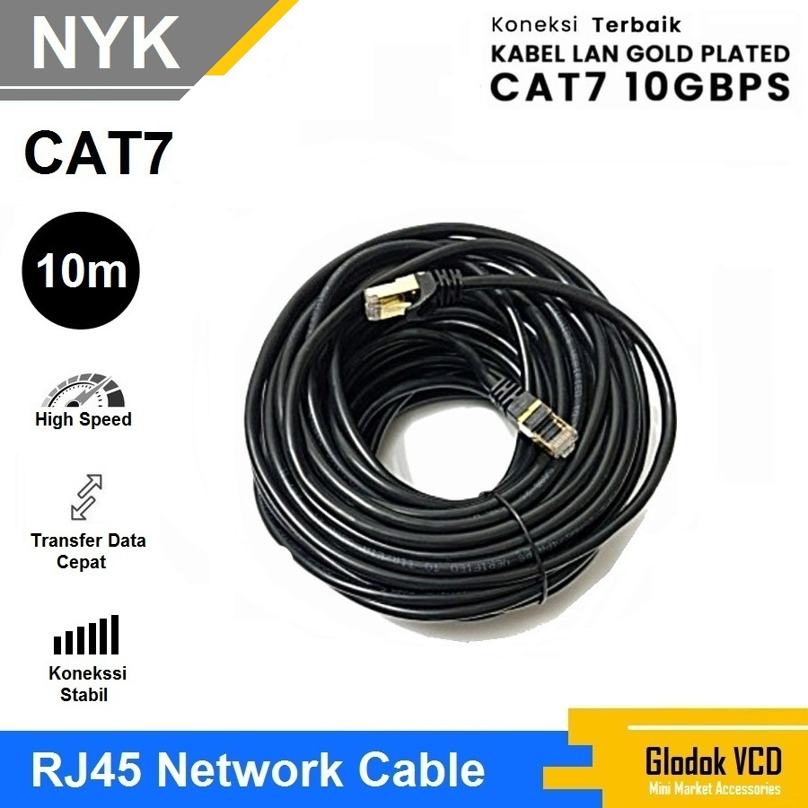 NYK Kabel Lan SSTP Cat7 10M Internet Ethernet Cable