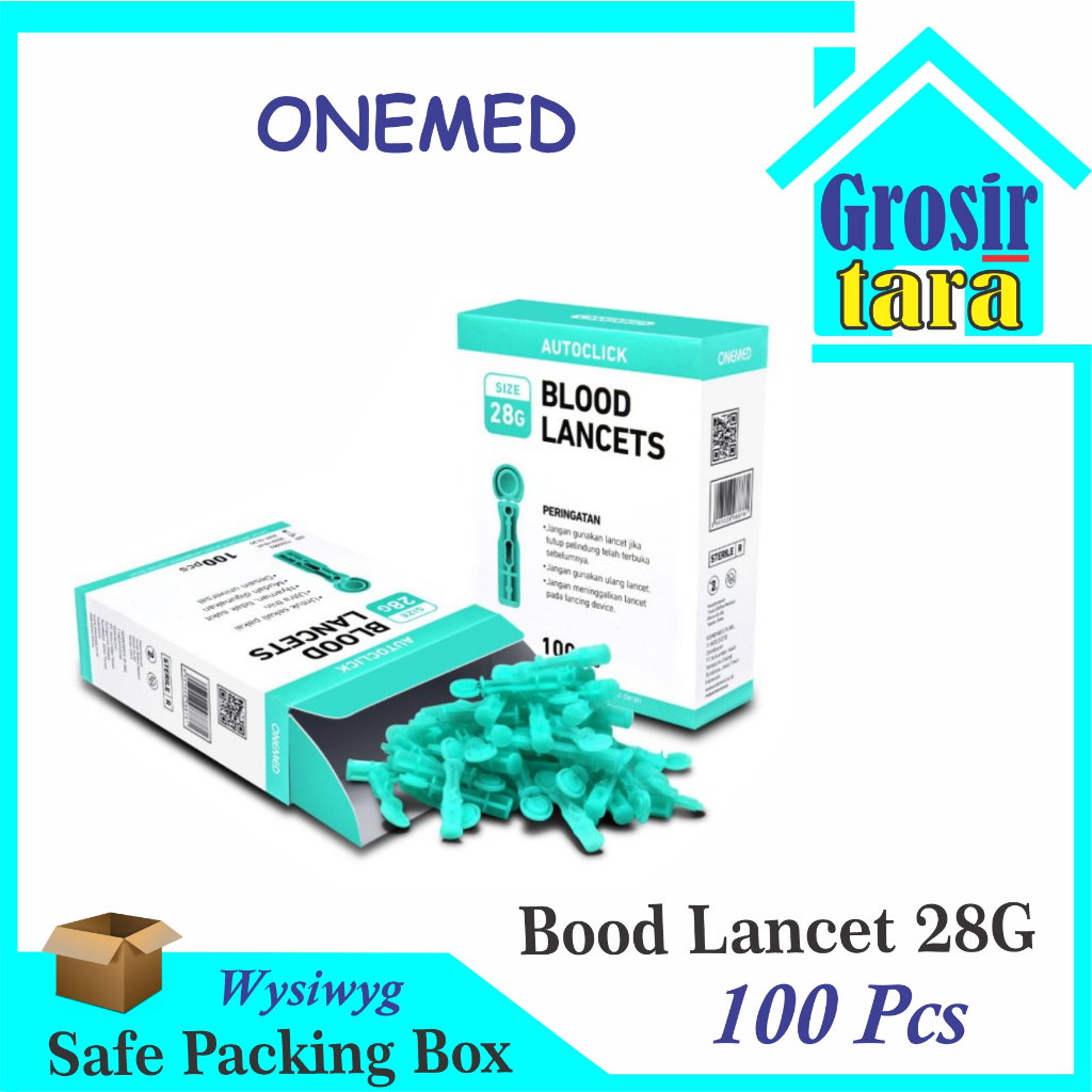 Blood Lancet 28G Onemed Isi 100 Pcs Jarum lancets Darah 28 G 100pcs