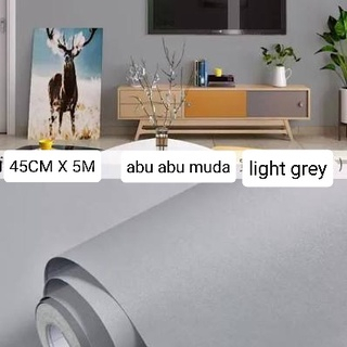 Wallpaper Dinding Kamar Tidur Silver Grey Polos Stiker Triplek Kayu Lemari Kabinet Dapur Pintu Meja 