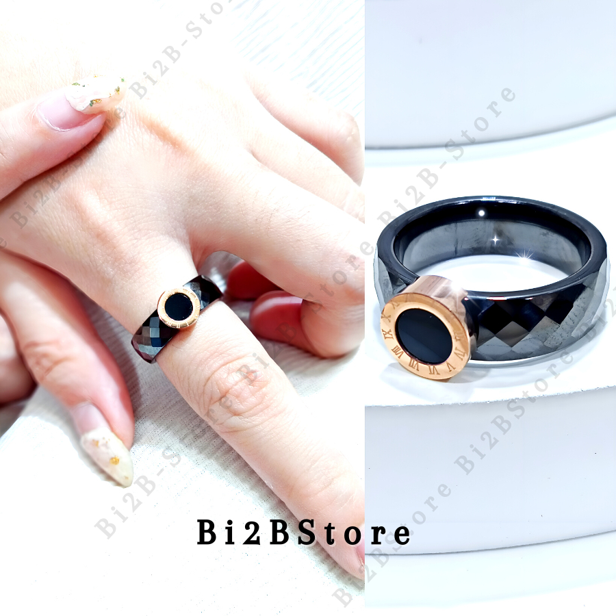 Cincin Pria Wanita Korea Keramik CTR Clover Titanium Anti Karat