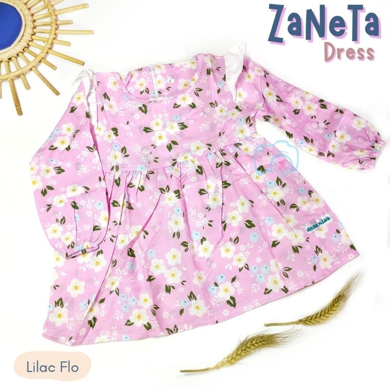 Tunik Dress Anak Perempuan Cewek usia 1 2 3 4 5 6 Tahun Zaneta Tunik Motif Bunga Bunga