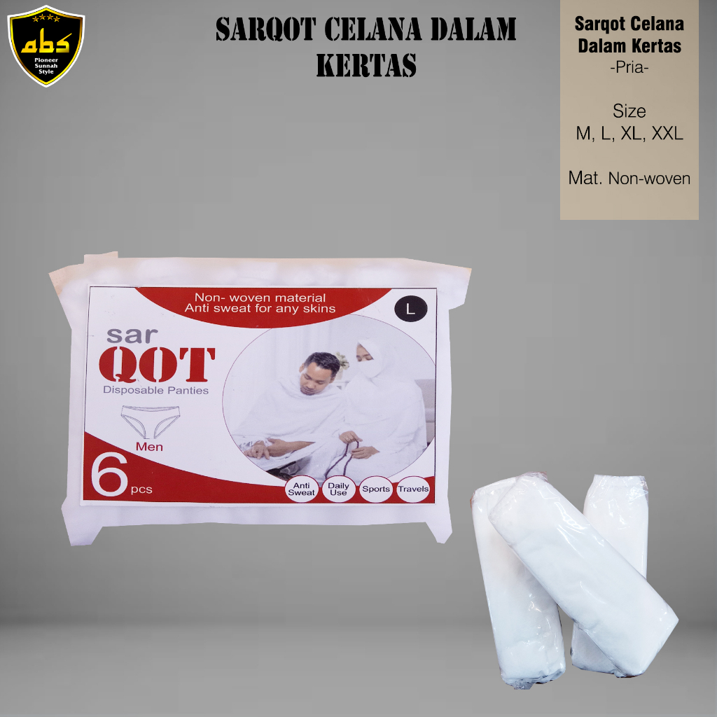 Celana Dalam Kertas Sekali Pakai Sarqot Abu Sulthan Terlaris Disposable Panties Pria Wanita Perlengkapan Haji Umroh CD Traveling dan Rawat Inap TOR just go