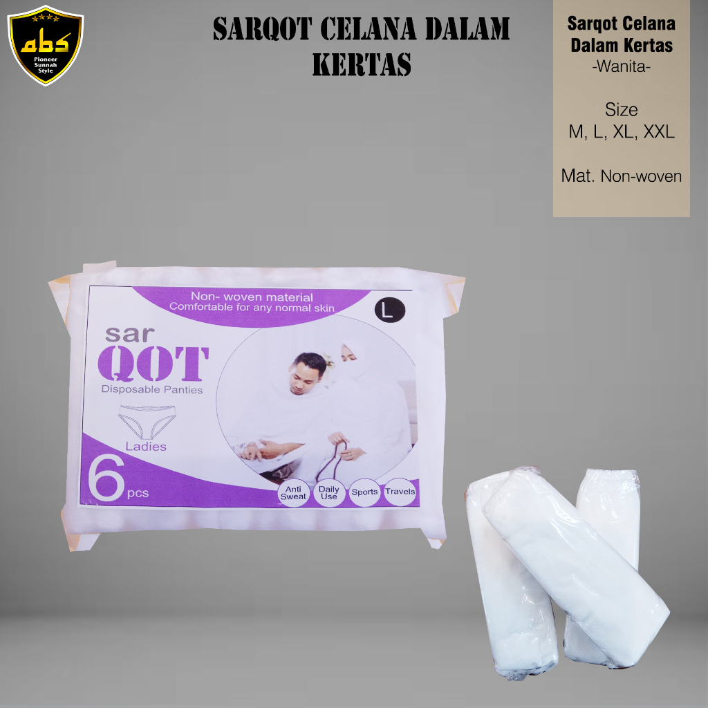 Celana Dalam Kertas Sekali Pakai Sarqot Abu Sulthan Terlaris Disposable Panties Pria Wanita Perlengkapan Haji Umroh CD Traveling dan Rawat Inap TOR just go