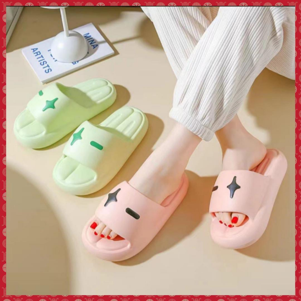 Sandal Jelly Slop Wanita EVA Kamar Mandi Anti Licin Selop Wanita Nyaman Slipper Korea Soft Rubber Non Slip Flip Flop Rumah Sendal Kekinian Selop Comfortable PVC 323