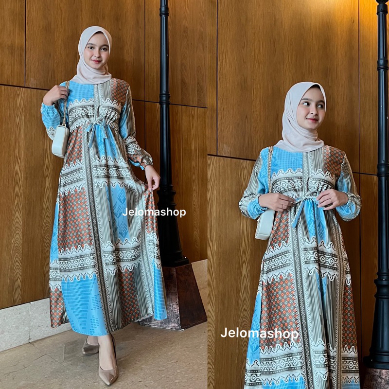 Mayang long dress / Dress wanita busui friendly / dress dio silk terbaru