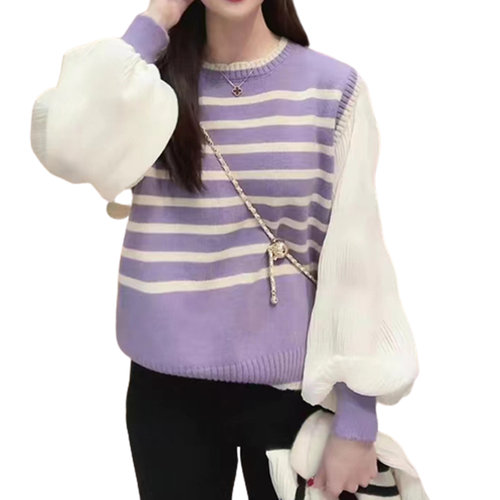 ATASAN KNIT WANITA LENGAN PANJANG LENGAN BALON