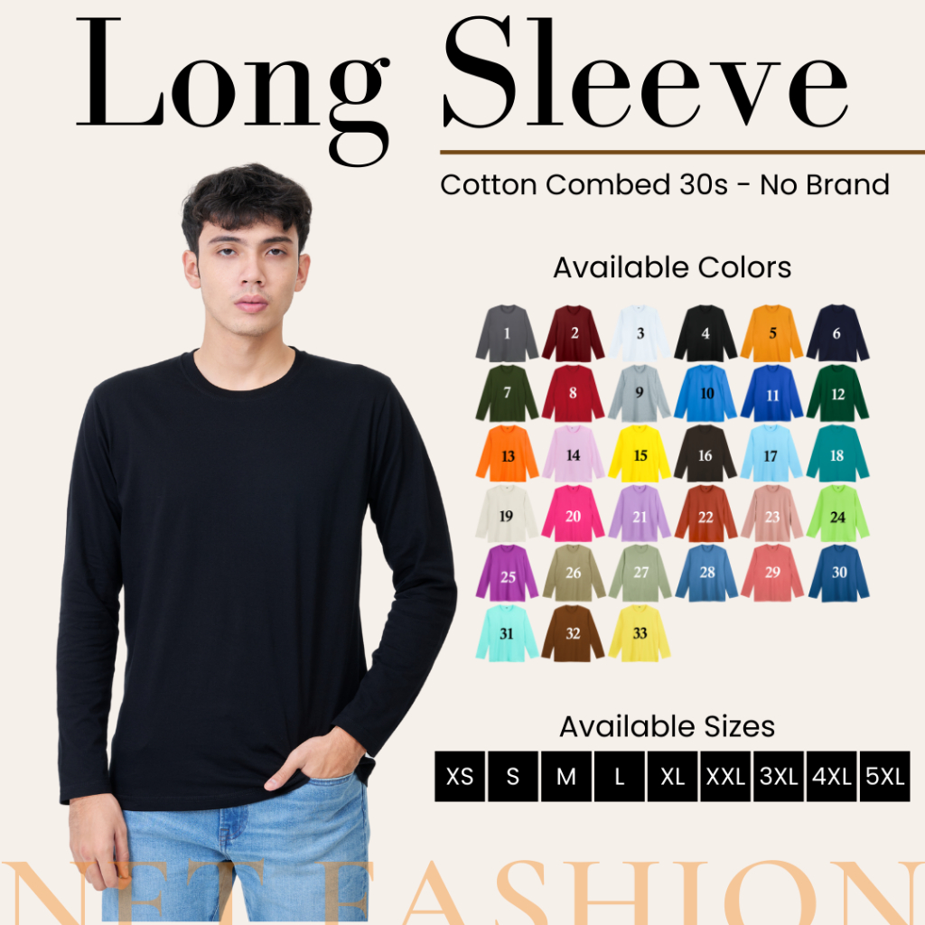 KAOS POLOS PANJANG COTTON COMBED 30S - KAOS LENGAN PANJANG PRIA ROUND NECK REGULER FIT