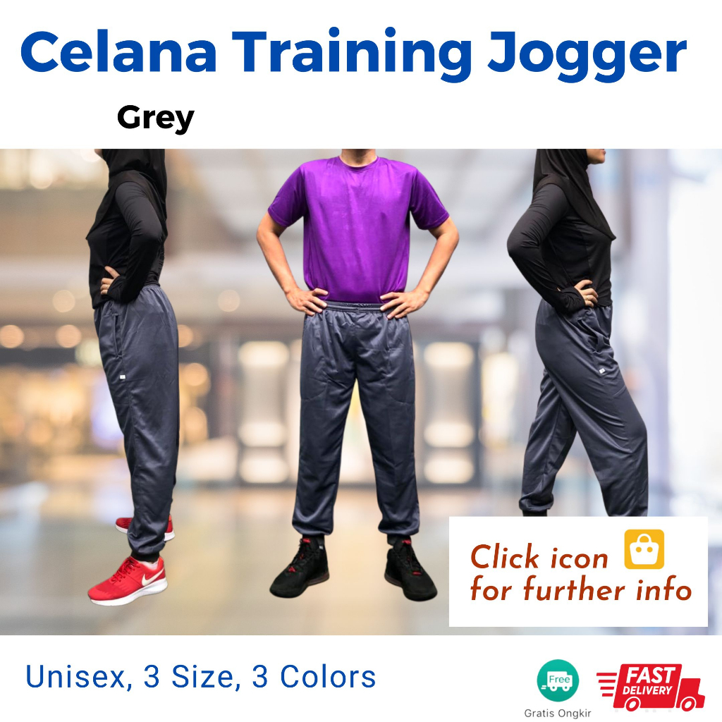 Celana Training Jogger Unisex 3 Warna 3 Size hingga XXXL Comfortable Quick Dry