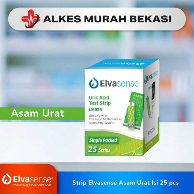 Uric Acid Test Strip 50tes Ulang Alat Elvasense 3in1