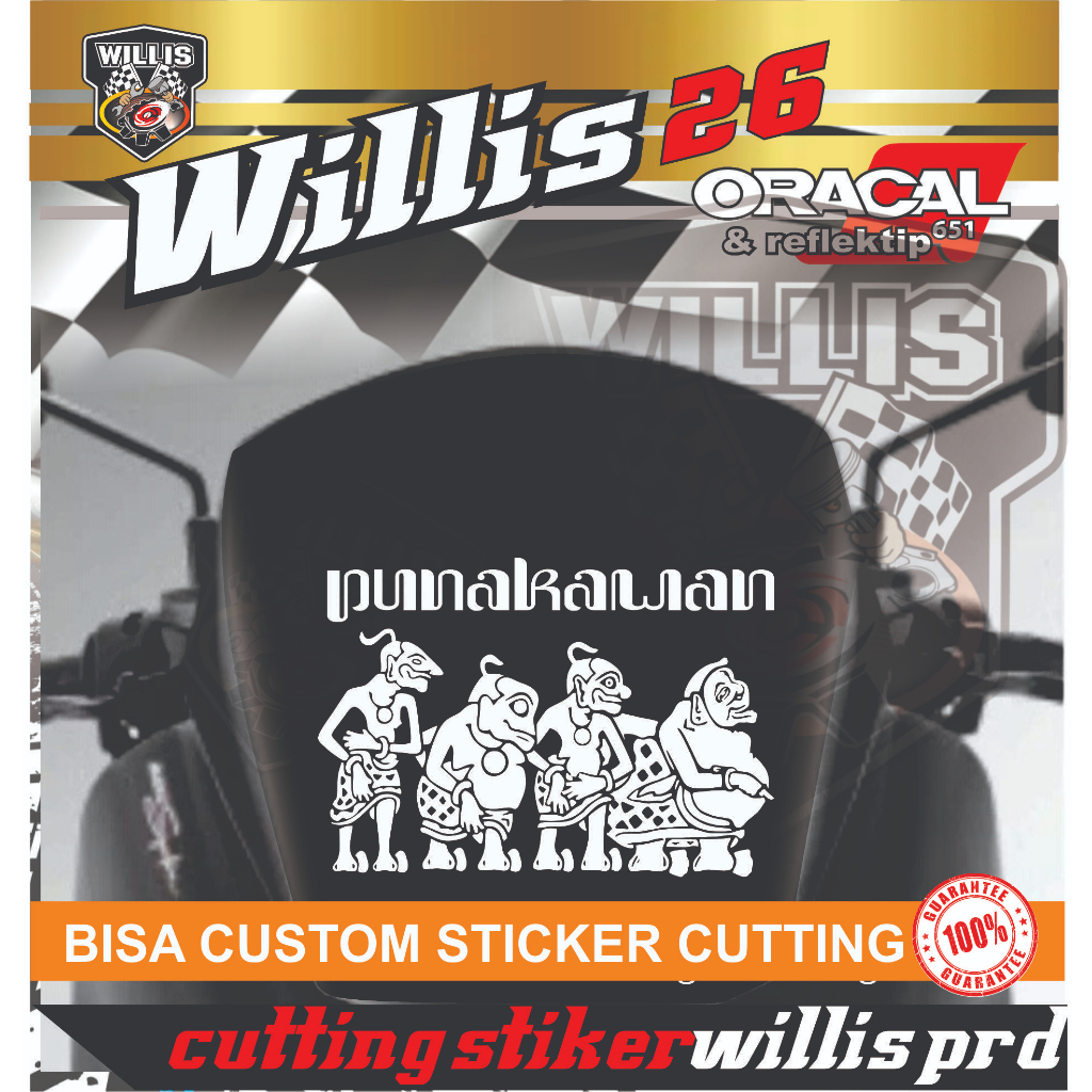 Stiker Cutting wayang punakawan windshield Visor Motor NMAX PCX 160