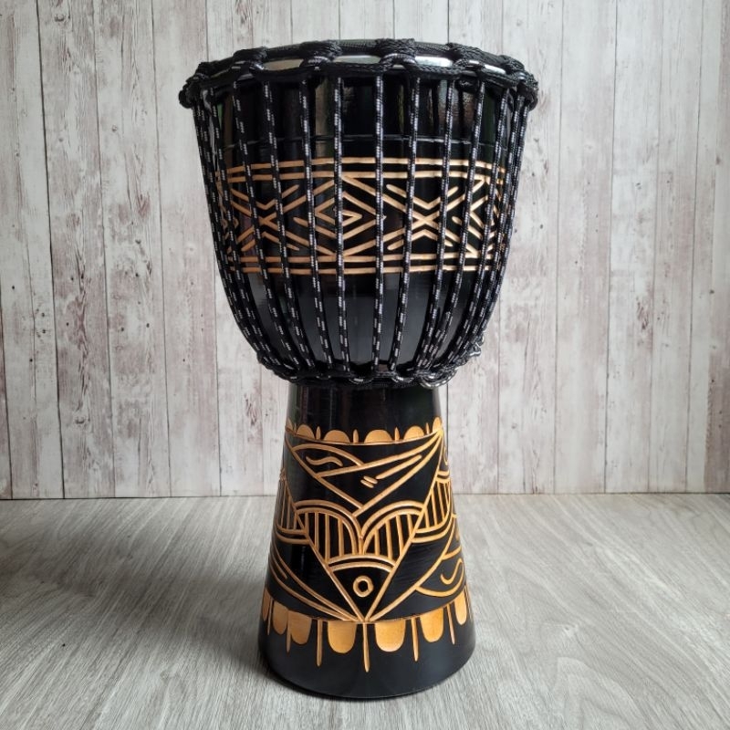 Kendang Gendang Jimbe Darbuka Pakai Mika 8 Inch Ukir Super Black Berkualitas