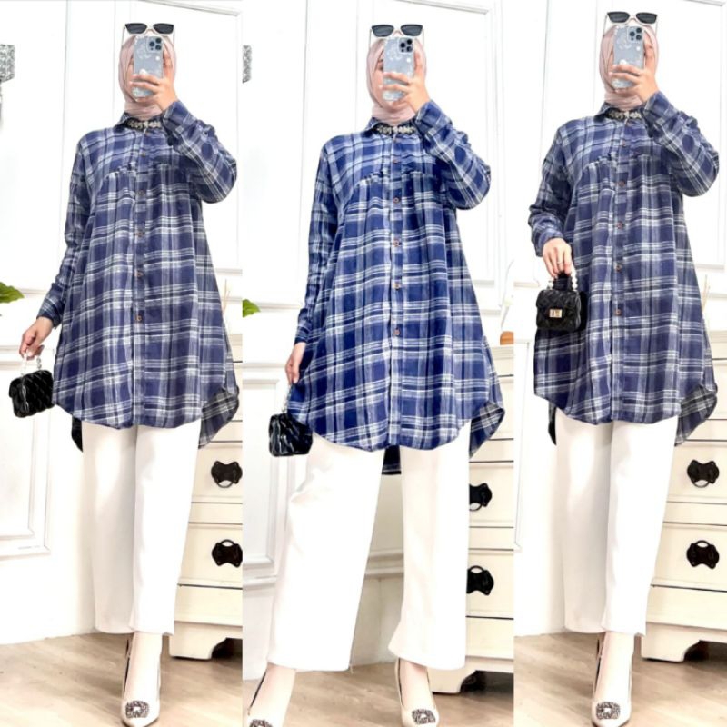 LONGDRES HIJAB FLANEL IMPORT//MIDI DRES FLANEL HIJAB//TUNIK HIJAB VIRAL