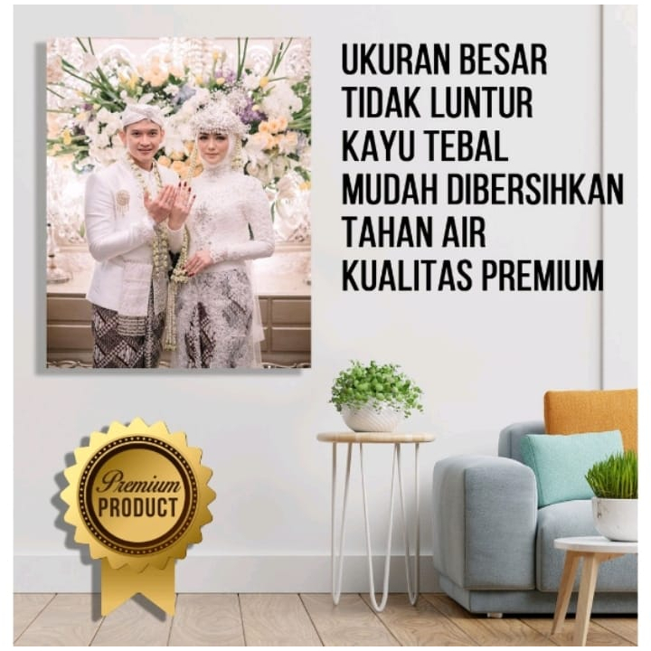 Cetak Foto A3 30x40 + Bingkai MDF / Cetak foto media kayu mdf a3 30x40cm Cetak foto media papan mdf