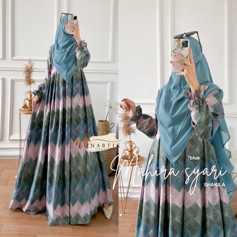 Mahira syari include khimar gamis set perempuan dewasa by nabtik