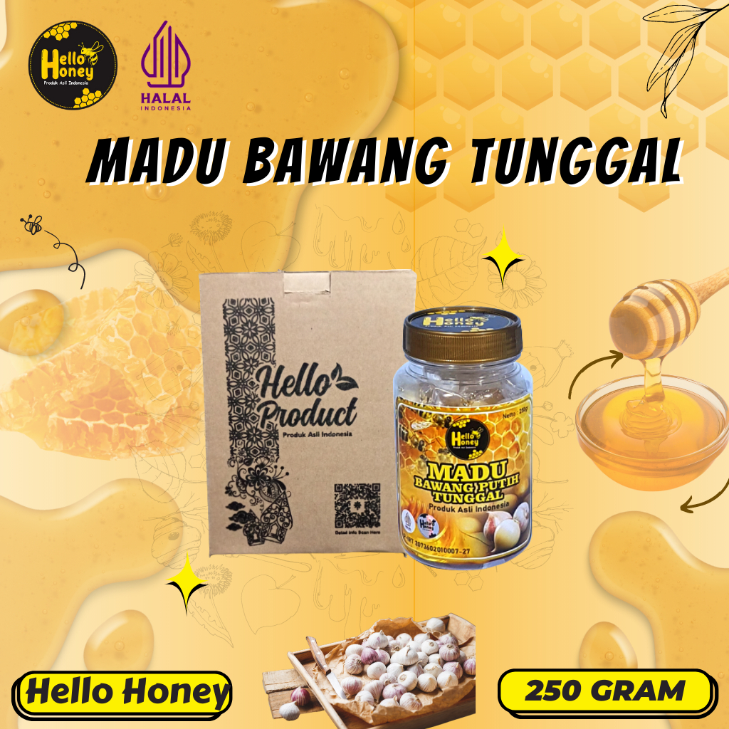 

Hello Honey - Madu Bawang Putih Tunggal Asli Premium 250 Gram