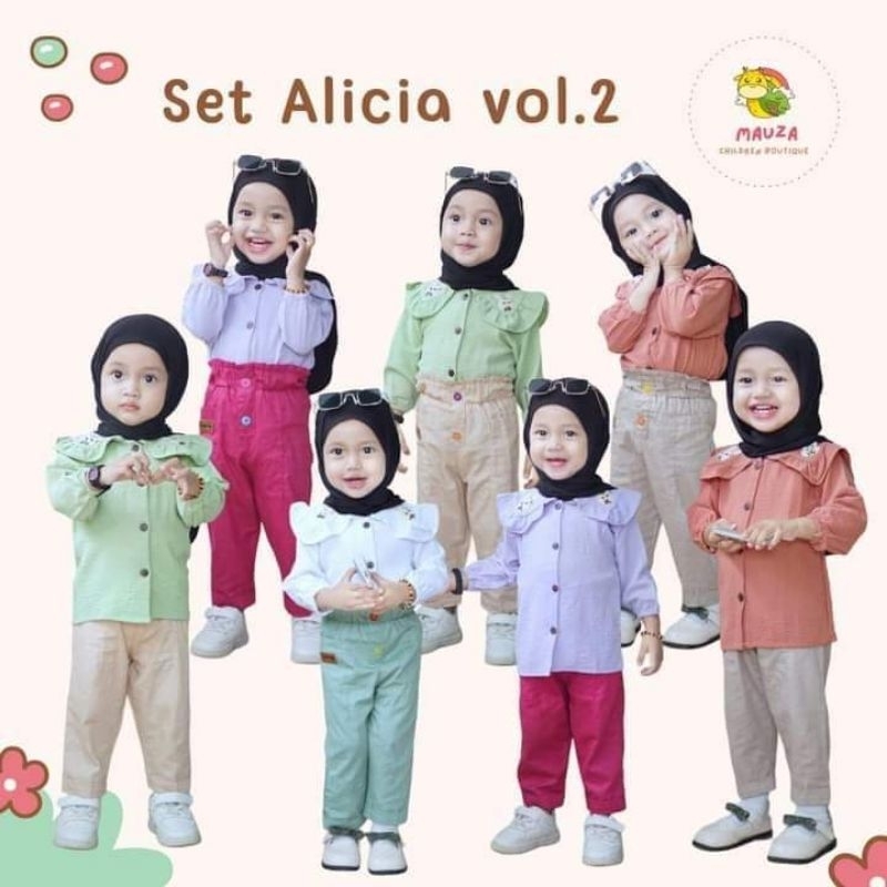 Ready ‼️ Set Anak Lucu Alicia &amp; Casual Distro by Mauza Kids Bisa COD setelan Anak Premium