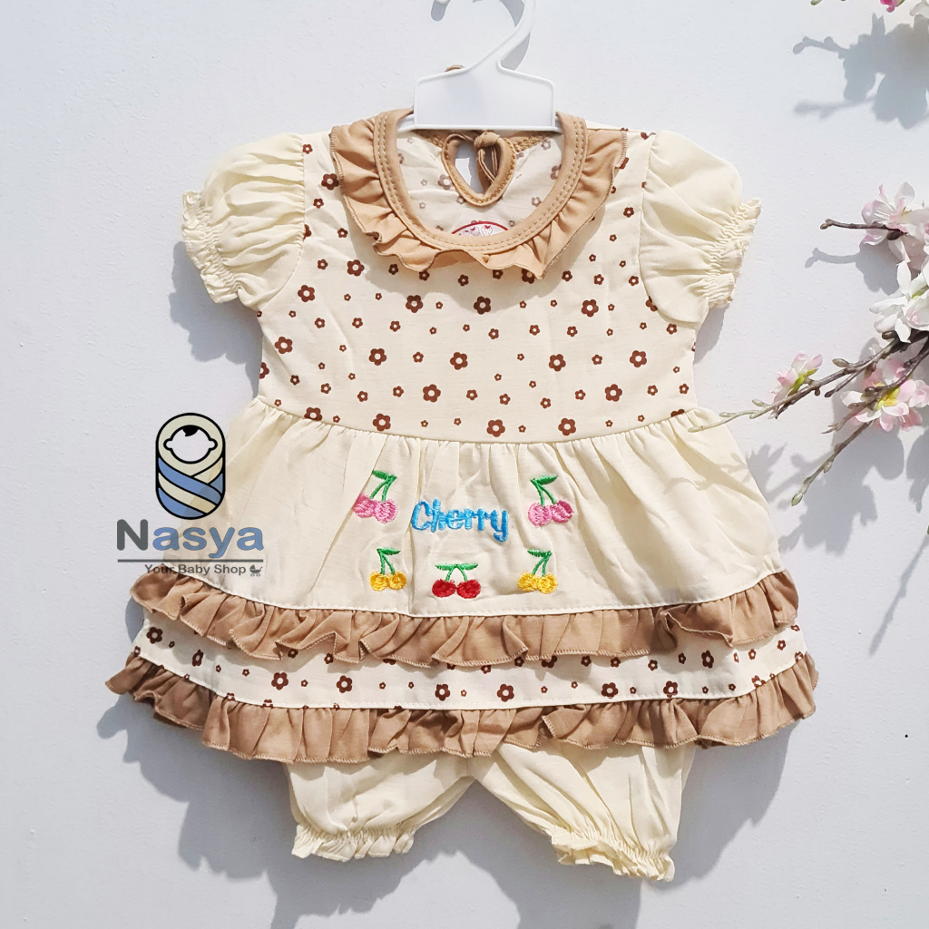 [N-020] Setelan baju bayi perempuan / baju anak 0-6 bulan dengan renda kecil