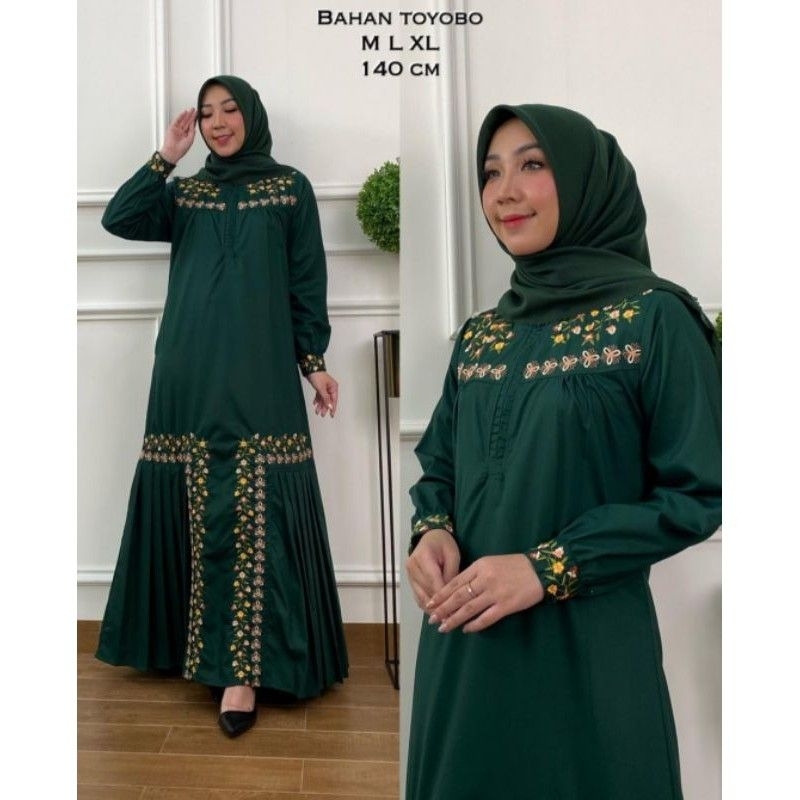 Zaja - Baju Gamis Perempuan Dewasa Cantik Series Hajrah Berliana Bordir Cantik Busana Muslim Perempuan Dewasa Dress Muslim Perempuan Dewasa Pakaian Muslim Perempuan Gamis Katun Polos Elegant &amp; Kasual Gamis Bordir Terbaru Fashion Muslimah