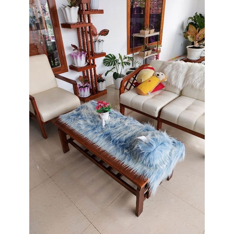 Promo Ramadhan Set Taplak + Tisu bulu korea warna biru soft biru ocean blue sky bisa untuk alas dash