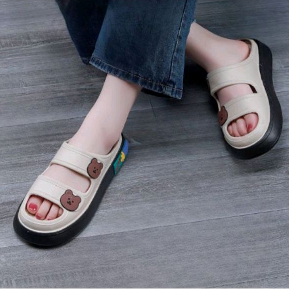 GN-029-3 Sandal Jelly Wanita Fashion Bunga Tali Dua Model Terbaru PCU