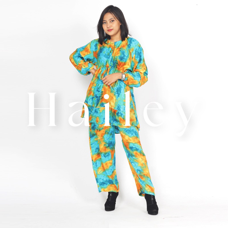 Pajamas Set / Setelan Piyama Ruffle Busui Panjang Jumbo LD 120 cm
