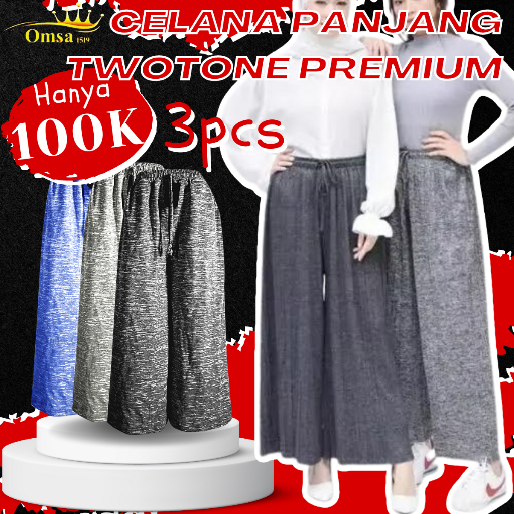 kulot jumbo berbahan twotone serat kayu premium celana panjang wanita big size kekinian highwaist murah