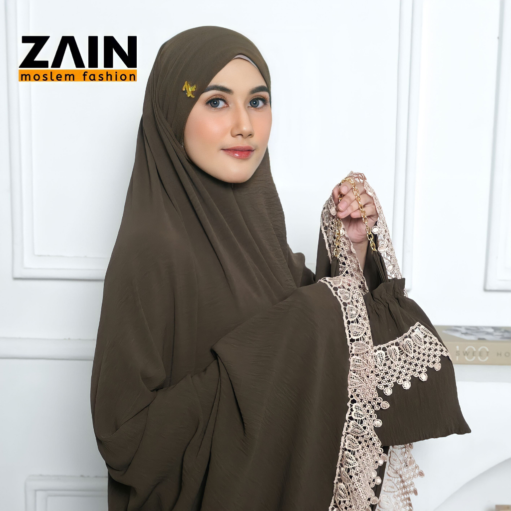 ZAIN - Mukena Dewasa Ameena 3in1 Crinkle Premium Mewah Jumbo Travel