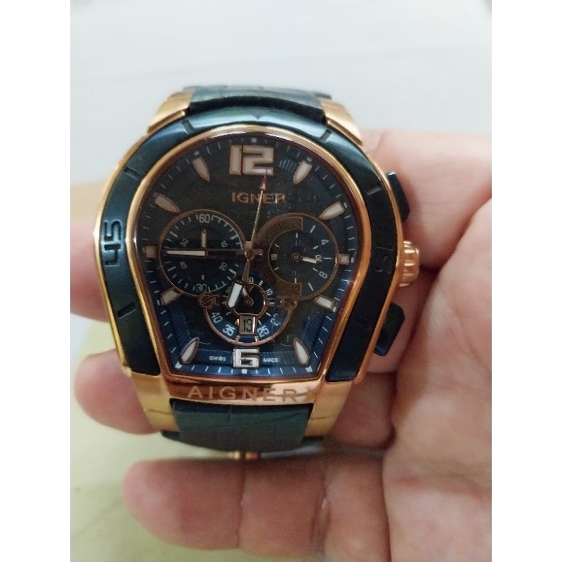 AIGNER Palermo Jam Tangan Pria chrono aktif second 652
