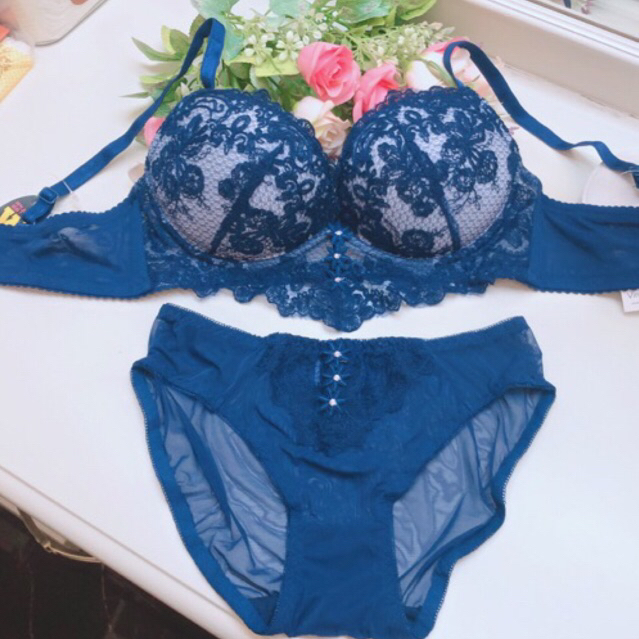 Bra Set (K-BS77) Bra+CD Pakaian dalam set full brokat premium