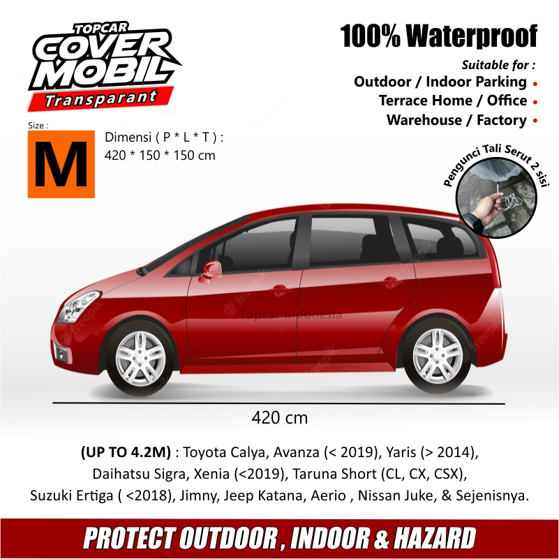Cover Mobil Transparan Toyota Corolla All Type Plastik Tebal Plastik Waterproof Outdoor Indoor Part Mobil Aksesoris Exterior Selimut Pelindung Anti Air Debu Kotoran Hewan Teras Gudang Rumah by TOPCAR