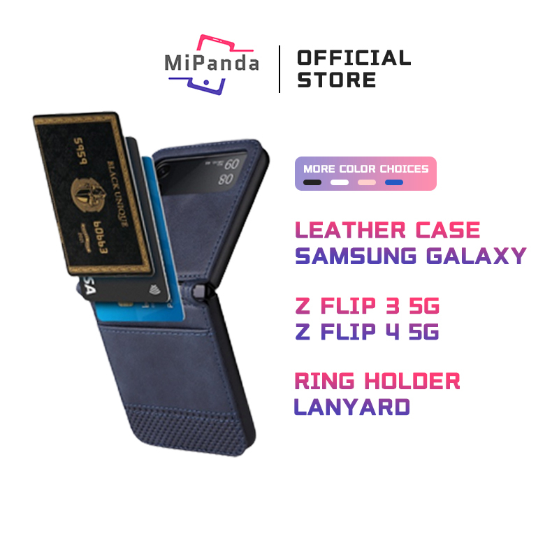 Mipanda Luxury Case Samsung Z Flip 3 Bahan Kulit Dengan Slot Kartu Casing Samsung Galaxy Case Z Flip
