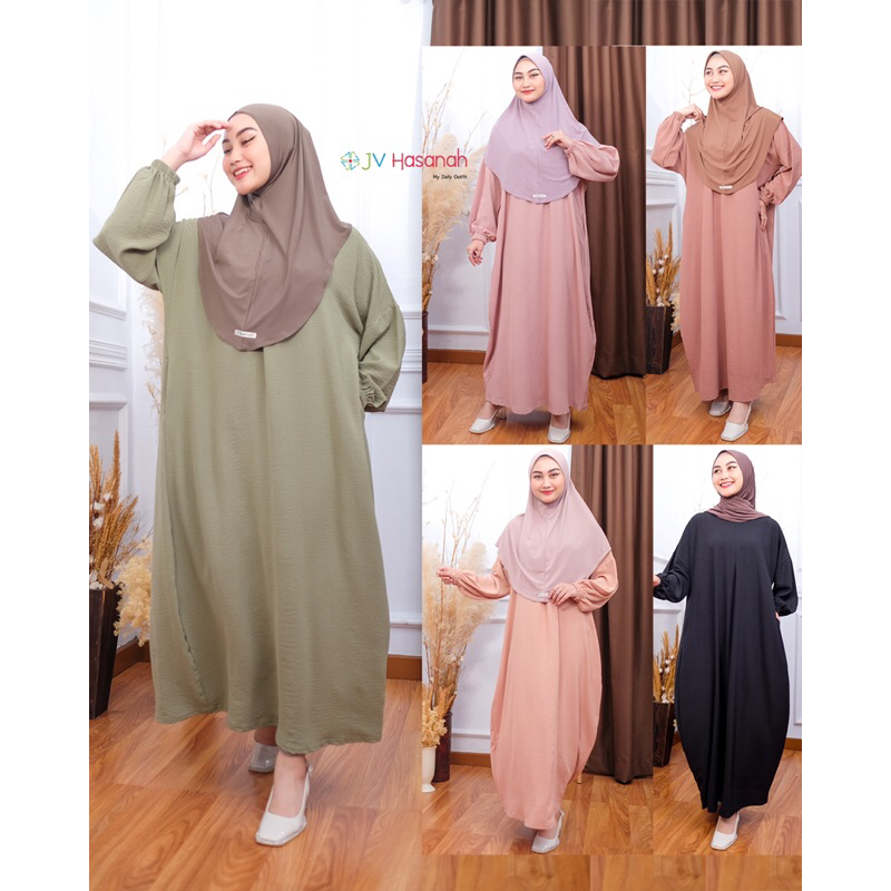 Gamis Oversize Busui Crinkle  - JV Hasanah Abaya Shireen Crinkle Dress