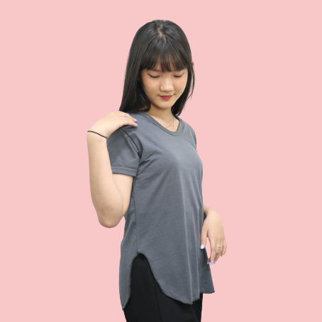 Kaos Vneck Polos Slit V neck Wanita Lengan Pendek DAN Panjang