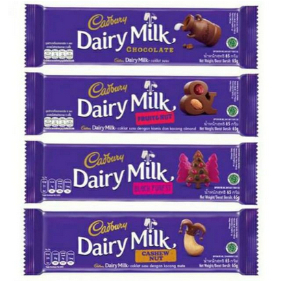 

[MT] Cadbury Dairy Milk Chocolate Regular 62g, coklat dengan susu untuk Camilan