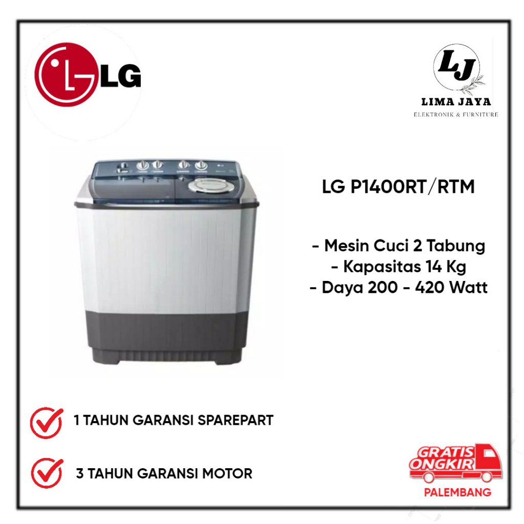 Mesin Cuci 2 Tabung LG P1400 Mesin Cuci Dua Tabung LG 14 Kg