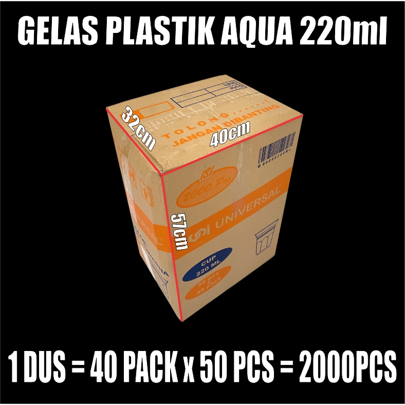 Gelas Plastik Bening Aqua 220ml Per Pack Cup Kopi Tahan Panas Murah