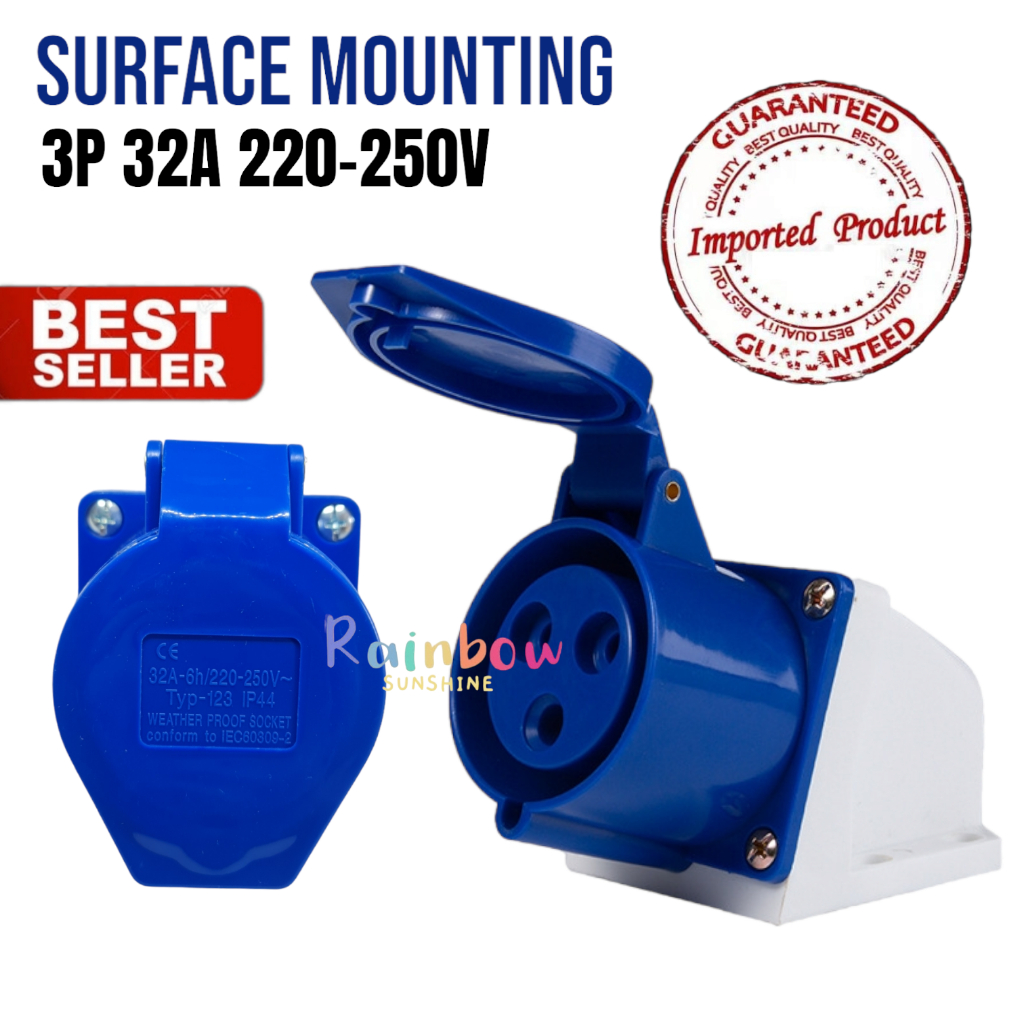 Surface Mounting 3P 32A 123 Wall Socket Waterproof IP44