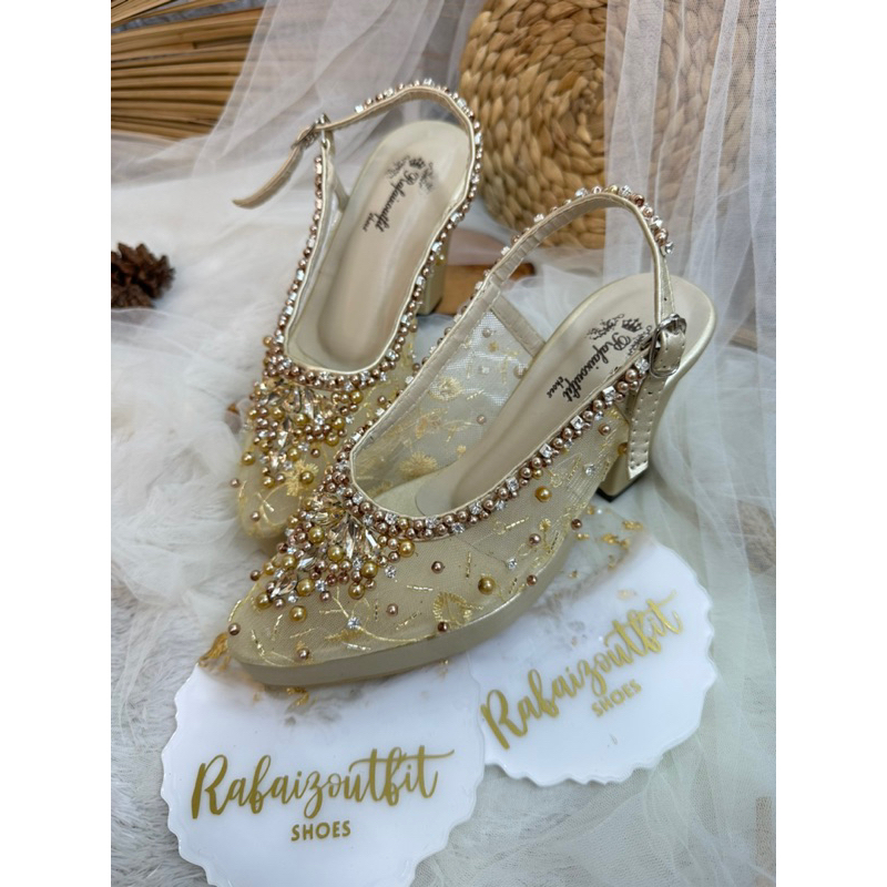 sepatu wedding Kiana gold platform 9cm