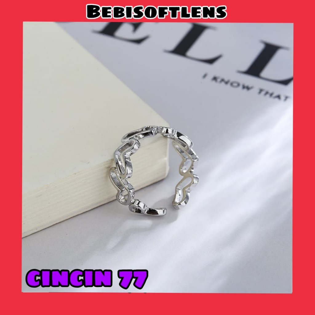 Cincin 77 Tembaga Lapis S925 Premium Bisa diatur Sizenya , Fashion wanita Cincin Unik Lucu Keren / BB