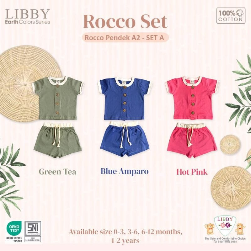 LIBBY EARTH ROCCO SET PENDEK / ROCCO SET PANJANG Setelan Baju Pendek Kancing Depan + Celana Pendek