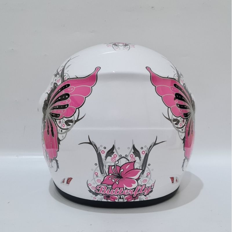 HELM DEWASA EVO MOTIF SIZE L Helm SNI dewasa uk Besar untuk cewek cowok cocok wanita hijab juga warna black doff hitam putih  motif snoopy kupu bunga