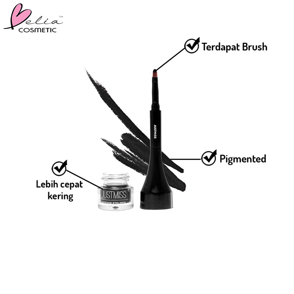 ❤ BELIA ❤ JUST MISS Eyeliner Gel Tahan Air Dengan Aplikator 2.3g Intense Eyeliner With Brush | BPOM