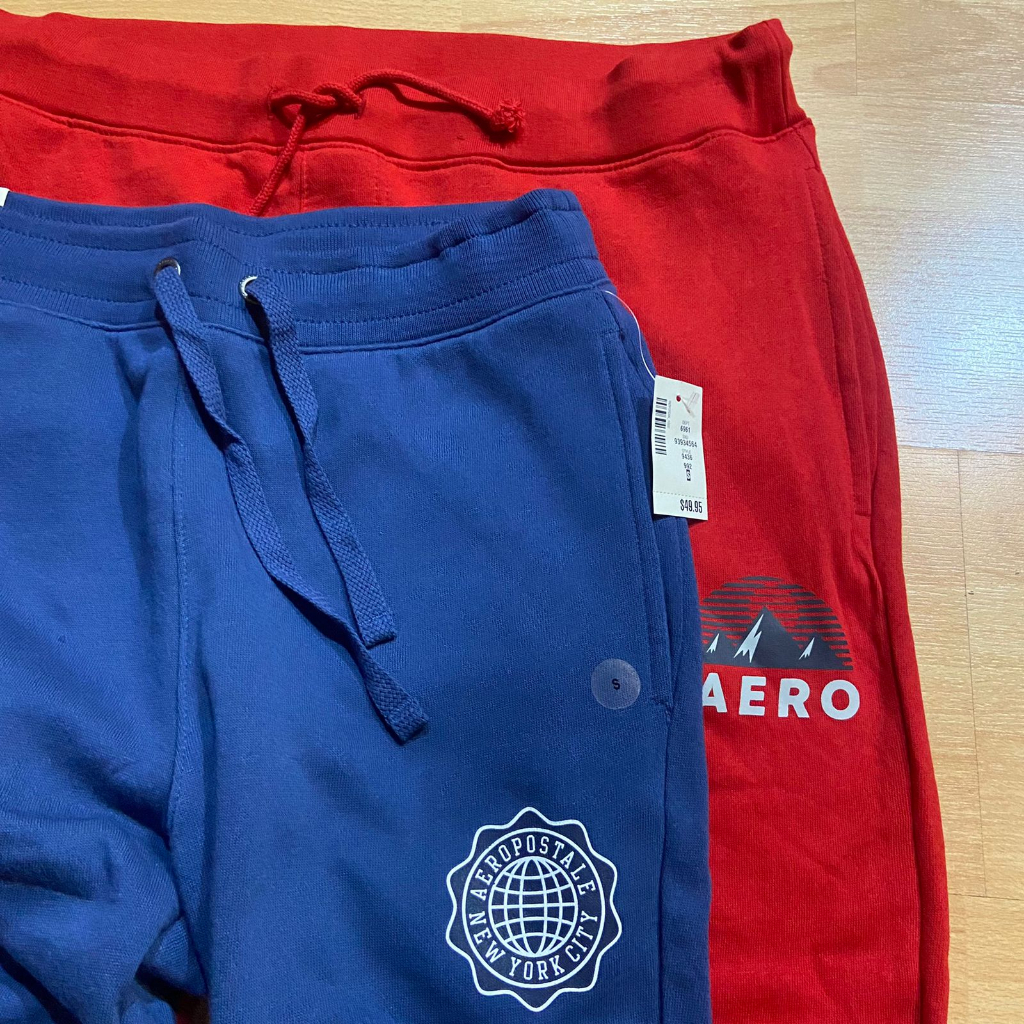 AEROPOSTALE Men Joggers Sweatpants Pria High Quality Fleece Original Cotton Merah Navy Celana