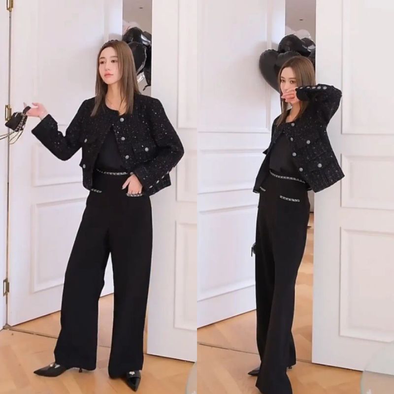 black tweed ch tag glamour blazer