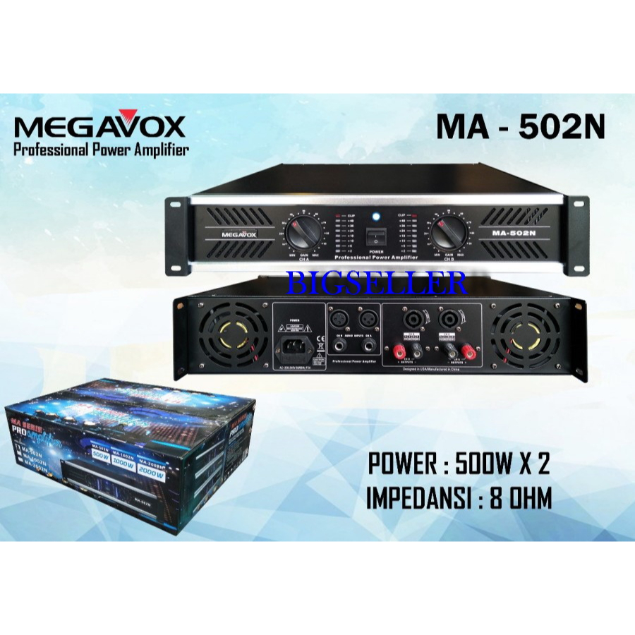 POWER AMPLIFIER MEGAVOX MA 502N / MA502N / MA 502 N ORIGINAL