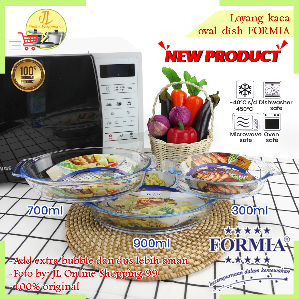 FORMIA Loyang kaca oval dish tahan panas / wadah saji makanan / baking tray pan / ovenchef square ov