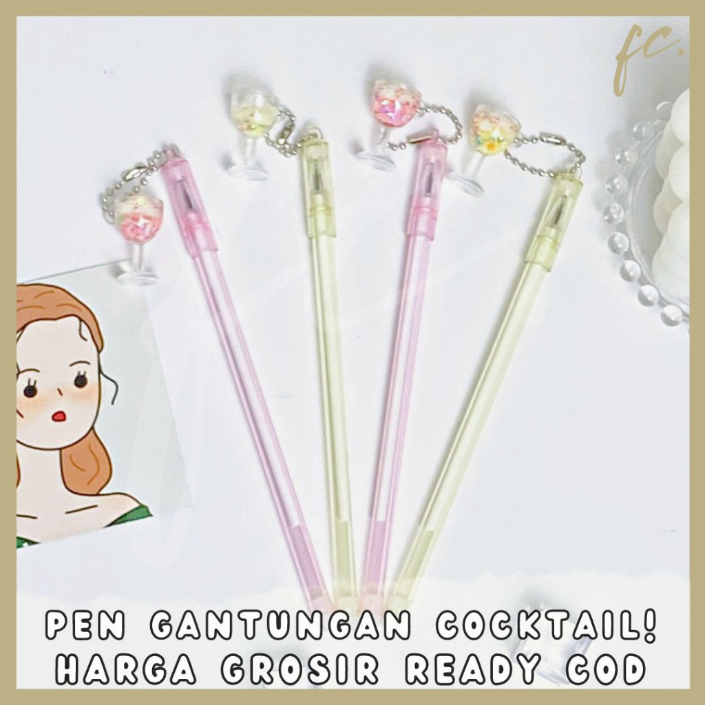

GROSIR 4 / 8 / 12 Pcs / 1 Lusin Pen / Pulpen Gel Tinta Hitam Gantungan Gelas Cocktail Mini Sprinkle Ice Whip Cream Sundae Glass Mirip Boba Scoop Resin Alat Tulis Murah Harga Grosir Ready COD